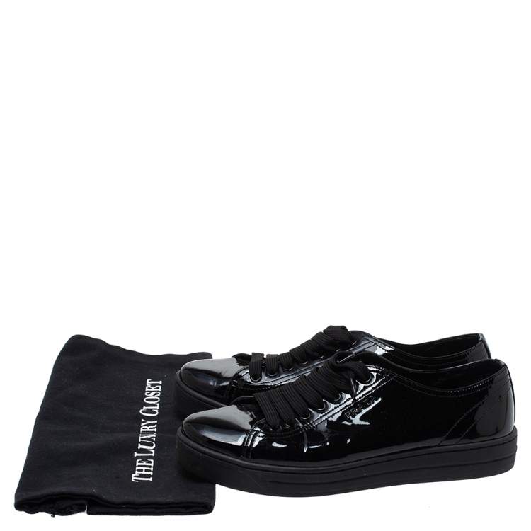 Pre Owned Prada Sports Black Patent Leather Lace Up Sneakers Size 38