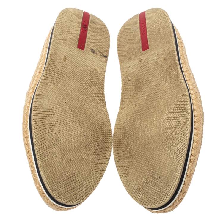 Pre Owned Prada Sport Black Canvas Espadrille Flats Size 39.5