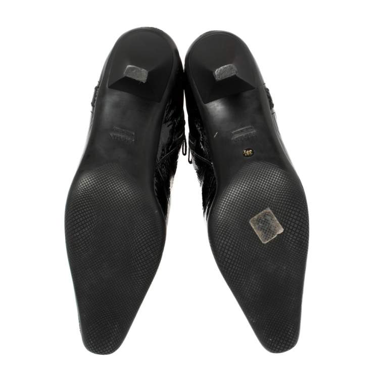 مملوكة مسبقًا Prada Sport Black Patent Leather And Fabric Mid-Length Boots Size 39.5 