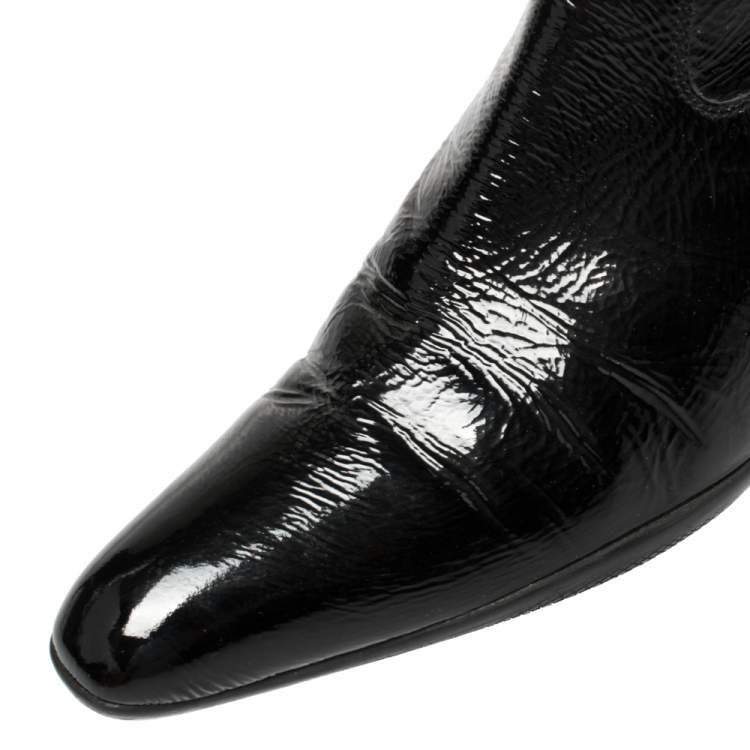 مملوكة مسبقًا Prada Sport Black Patent Leather And Fabric Mid-Length Boots Size 39.5 