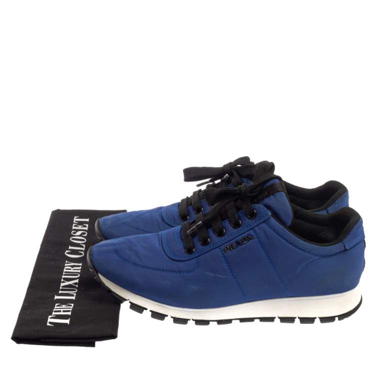 Pre Owned Prada Sport Blue Nylon Low Top Sneakers Size 37.5