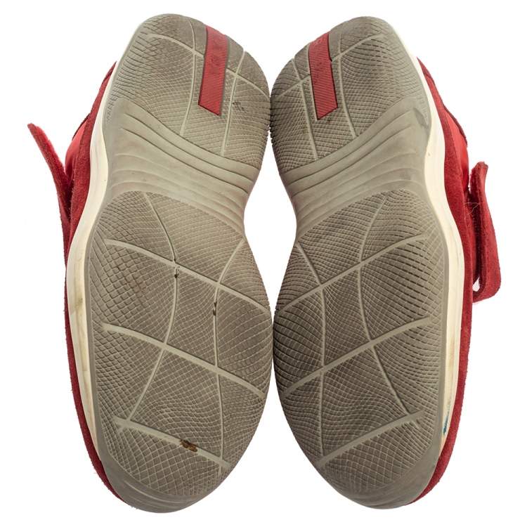 Pre Owned Prada Sport Red Suede and Nylon Low Top Sneaker Size 34