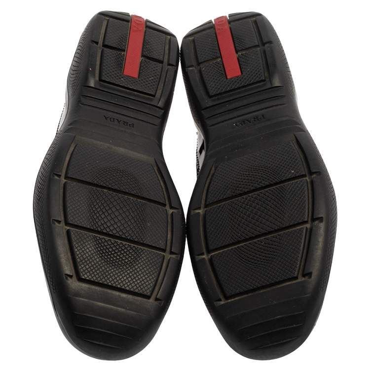 مملوكة مسبقًا Prada Sport Green/Black Patent Leather And Mesh America's Cup Low Top Sneakers Size 39
