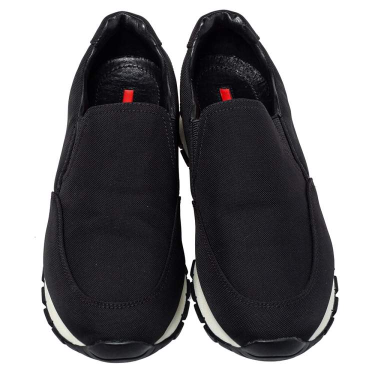 Pre Owned Prada Sport Black Canvas Slip On Sneakers Size 37