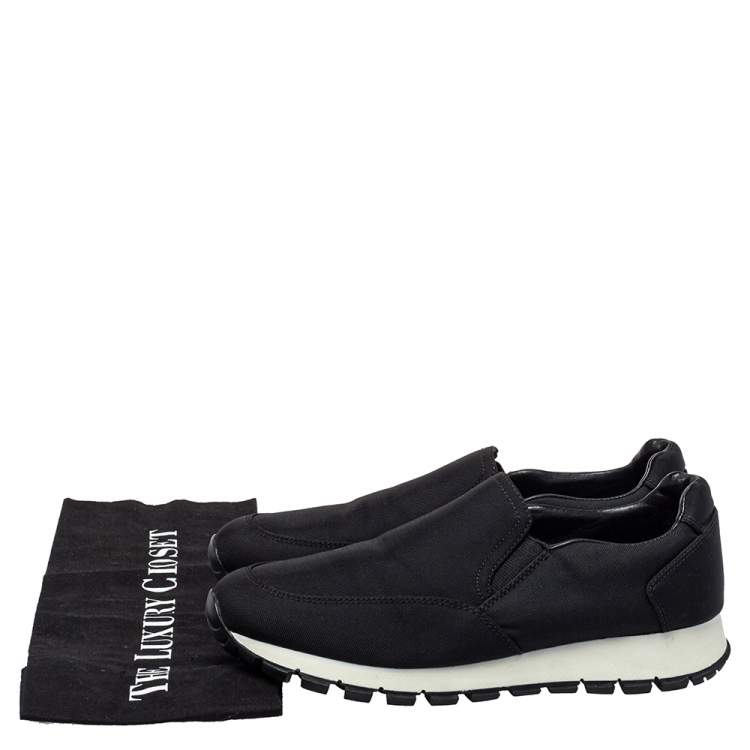 Pre Owned Prada Sport Black Canvas Slip On Sneakers Size 37