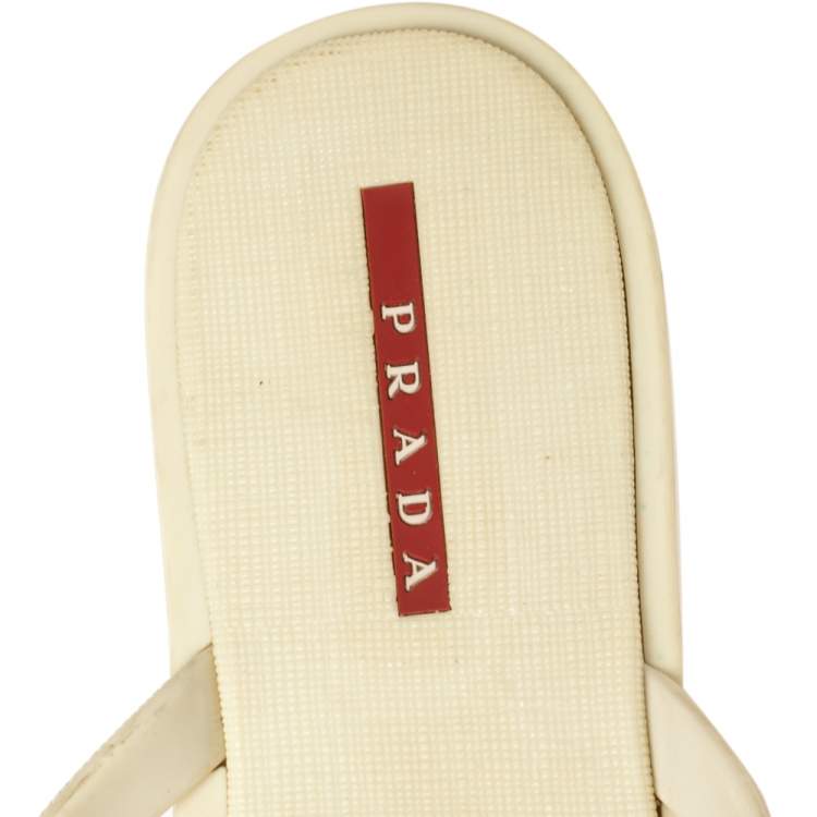 Pre Owned Prada Sport Cream Rubber Thong Sandals Size 38