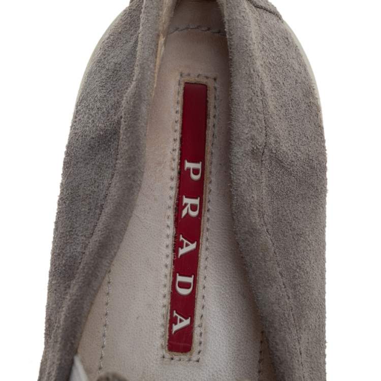 Pre Owned Prada Sport Grey Suede Slip On Sneakers Size 38.5