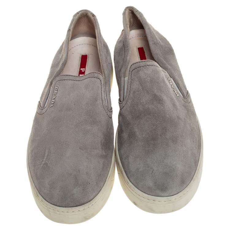 Pre Owned Prada Sport Grey Suede Slip On Sneakers Size 38.5