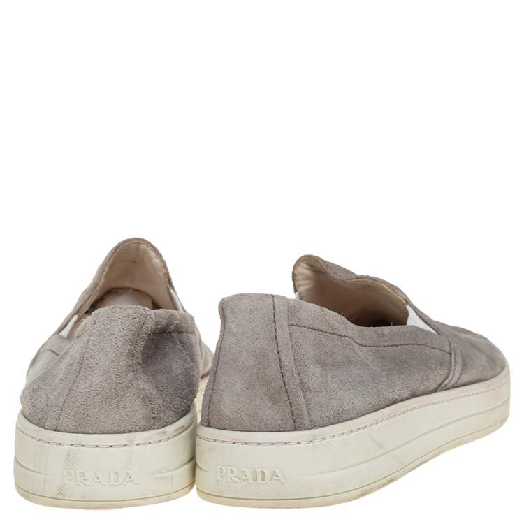 Pre Owned Prada Sport Grey Suede Slip On Sneakers Size 38.5