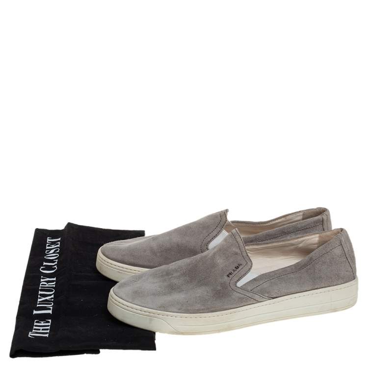 Pre Owned Prada Sport Grey Suede Slip On Sneakers Size 38.5