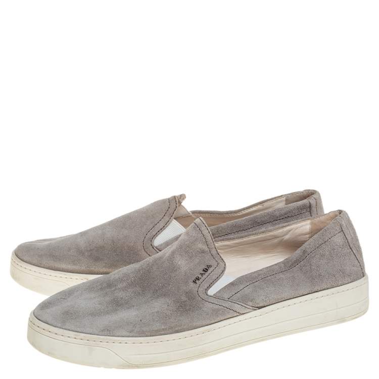 Pre Owned Prada Sport Grey Suede Slip On Sneakers Size 38.5