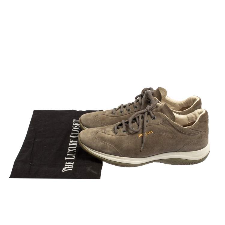 مملوكة مسبقًا Prada Sport Grey Suede Low Top Sneakers Size 38