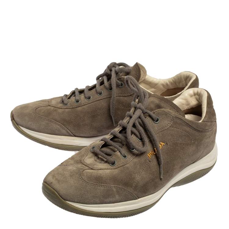 مملوكة مسبقًا Prada Sport Grey Suede Low Top Sneakers Size 38