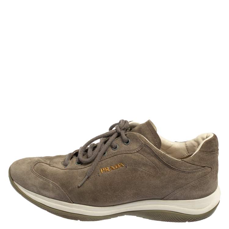مملوكة مسبقًا Prada Sport Grey Suede Low Top Sneakers Size 38