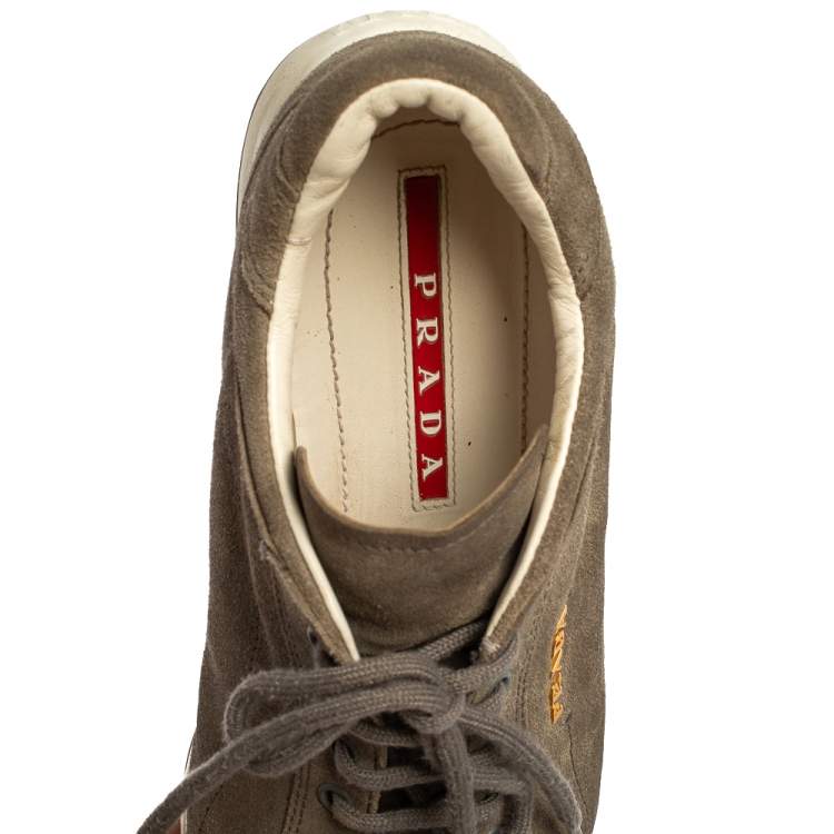 مملوكة مسبقًا Prada Sport Grey Suede Low Top Sneakers Size 38