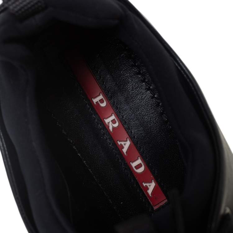 Pre Owned Prada Sport Black Leather Platform Sneakers Size 38