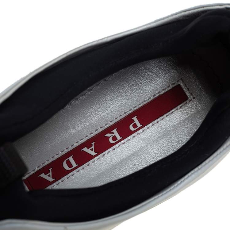 Pre Owned Prada Sport White Leather Platform Sneakers Size 38