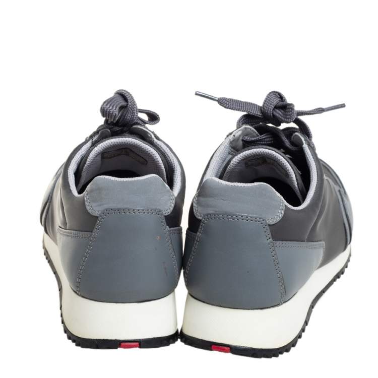 Pre Owned Prada Sport Grey Nylon And Leather Low Top Sneakers Size 39.5