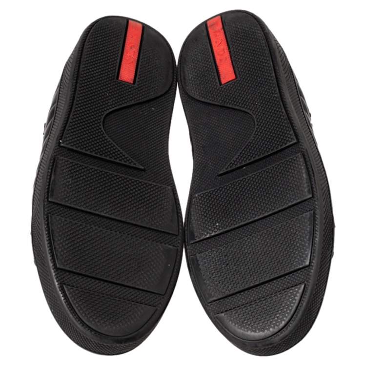 Pre Owned Prada Sport Black Leather Low Top Sneakers Size 36.5