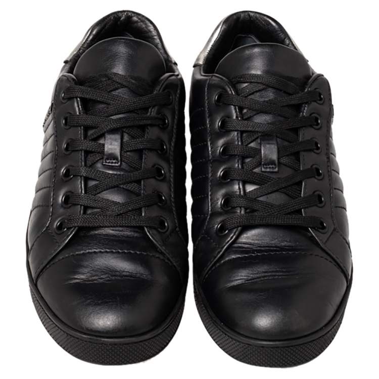 Pre Owned Prada Sport Black Leather Low Top Sneakers Size 36.5