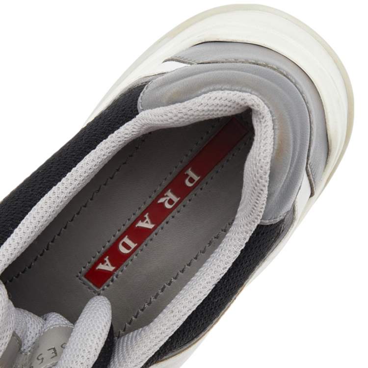Pre Owned Prada Sport Multicolor Leather And Mesh Low Top Sneakers Size 36
