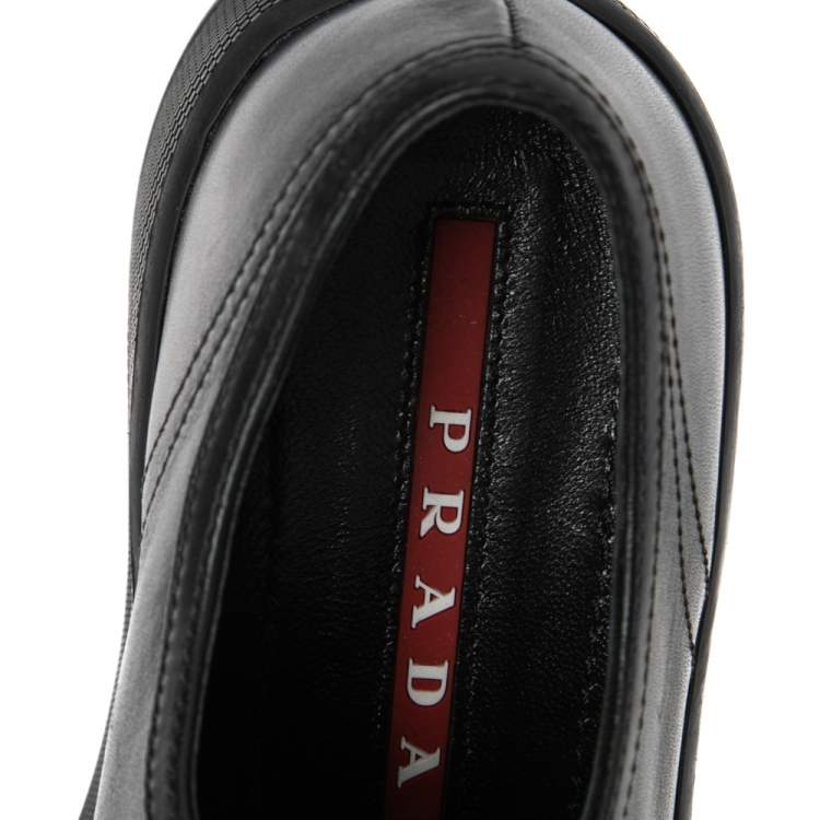 Pre Owned Prada Sports Black Leather Platform Sneakers Size 36.5