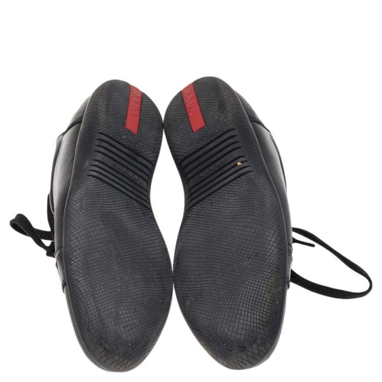 Pre Owned Prada Sport Black Leather Low Top Sneakers Size 39.5