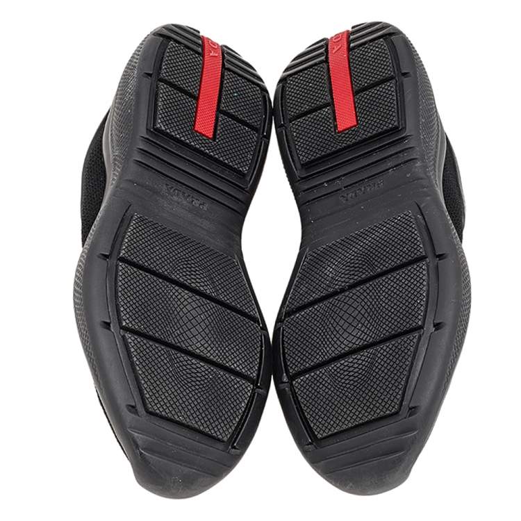 Pre Owned Prada Sport Black Knit Fabric and Rubber Slip On Sneakers Size 35.5