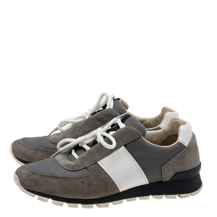 Pre Owned Prada Sport Grey/White Suede and Nylon Low Top Sneakers Size 39