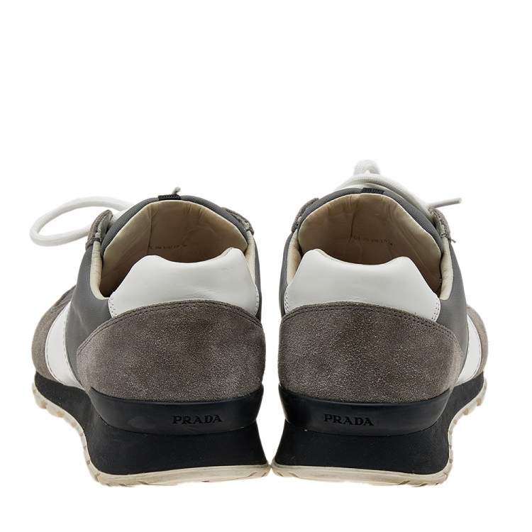 Pre Owned Prada Sport Grey/White Suede and Nylon Low Top Sneakers Size 39