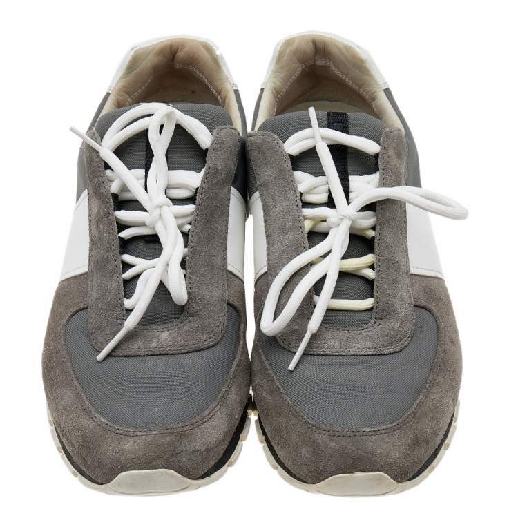 Pre Owned Prada Sport Grey/White Suede and Nylon Low Top Sneakers Size 39
