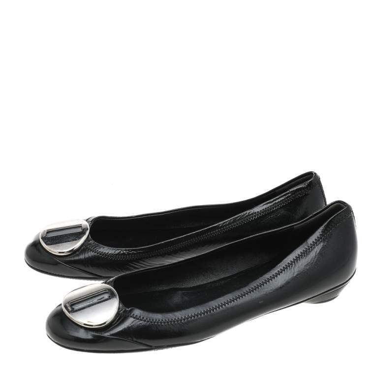 Pre Owned Prada Sport Black Patent Leather Ballet Flats Size 39