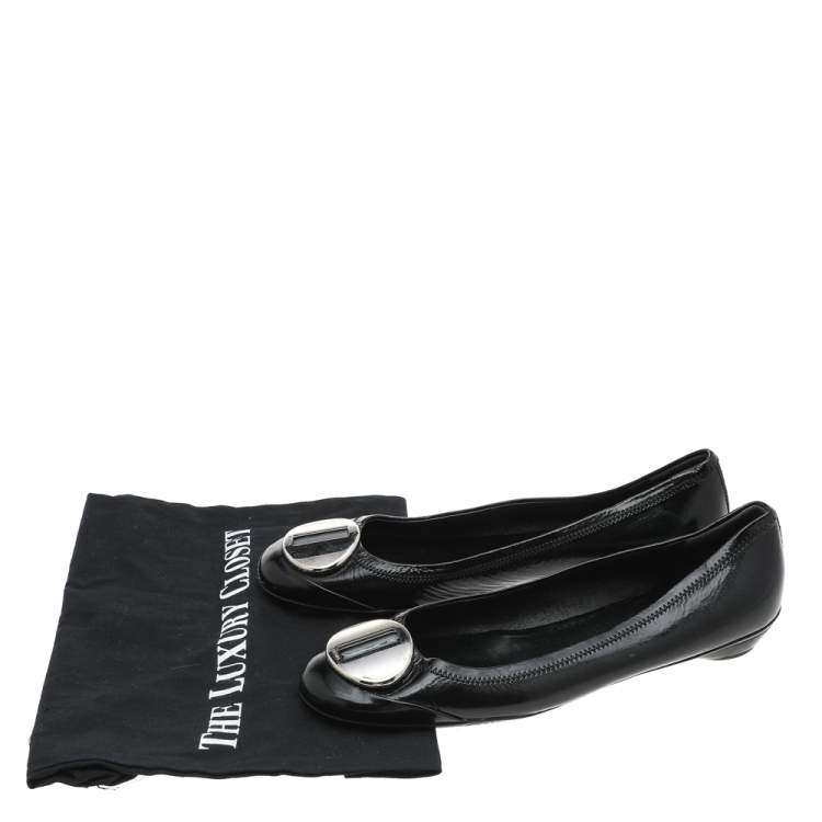 Pre Owned Prada Sport Black Patent Leather Ballet Flats Size 39