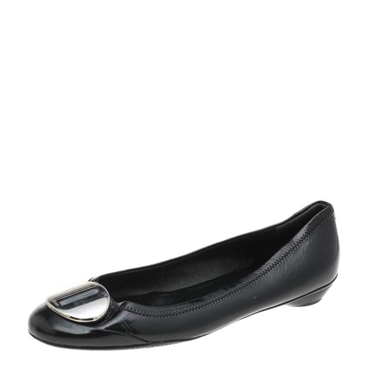 Pre Owned Prada Sport Black Patent Leather Ballet Flats Size 39