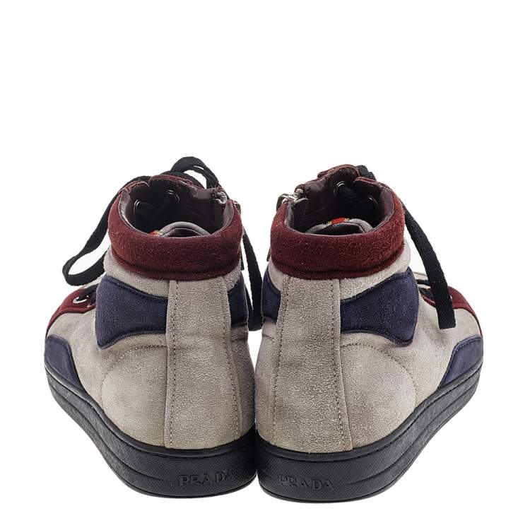 Pre Owned Prada Sport Multicolor Suede High Top Sneakers Size 37.5