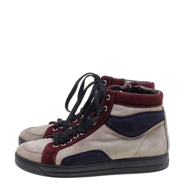 Pre Owned Prada Sport Multicolor Suede High Top Sneakers Size 37.5