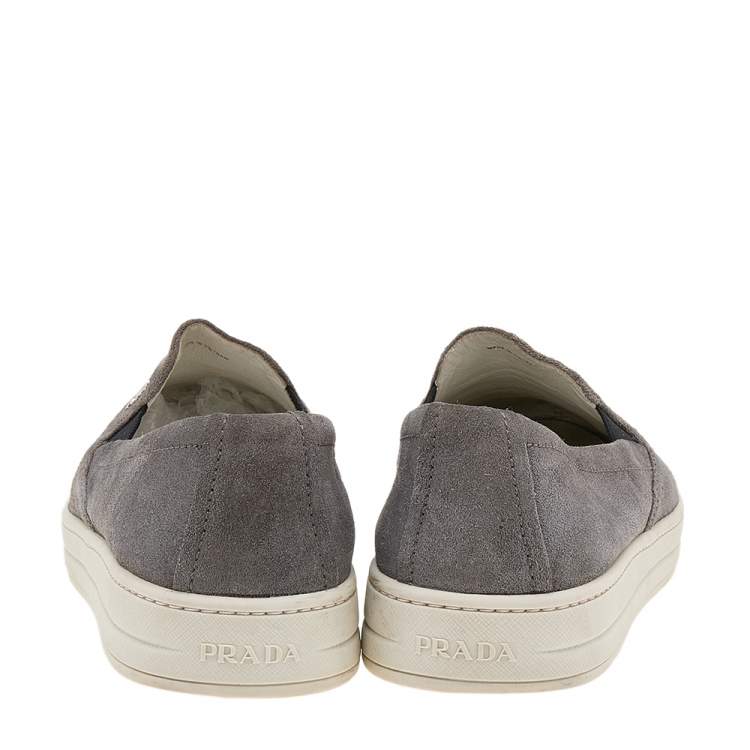 Pre Owned Prada Sport Grey Suede Slip On Sneakers Size 39.5