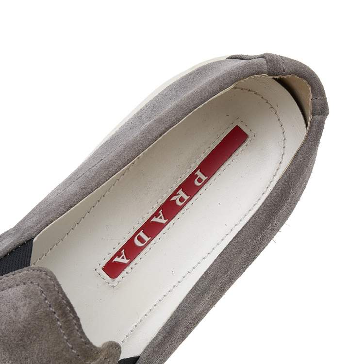 Pre Owned Prada Sport Grey Suede Slip On Sneakers Size 39.5