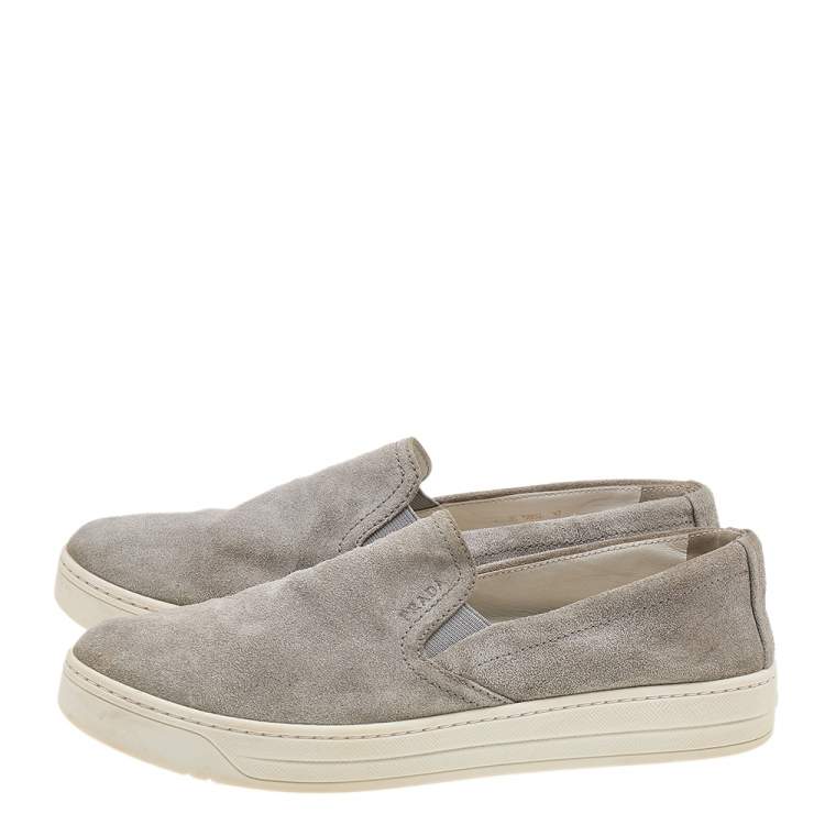 Pre Owned Prada Sport Grey Suede Slip On Sneakers Size 37