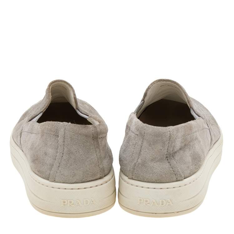 Pre Owned Prada Sport Grey Suede Slip On Sneakers Size 37