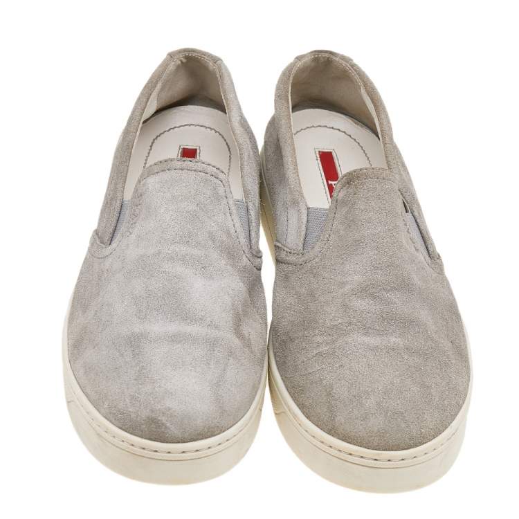 Pre Owned Prada Sport Grey Suede Slip On Sneakers Size 37