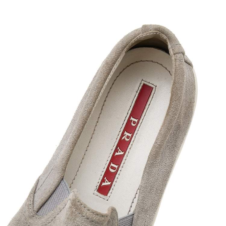 Pre Owned Prada Sport Grey Suede Slip On Sneakers Size 37
