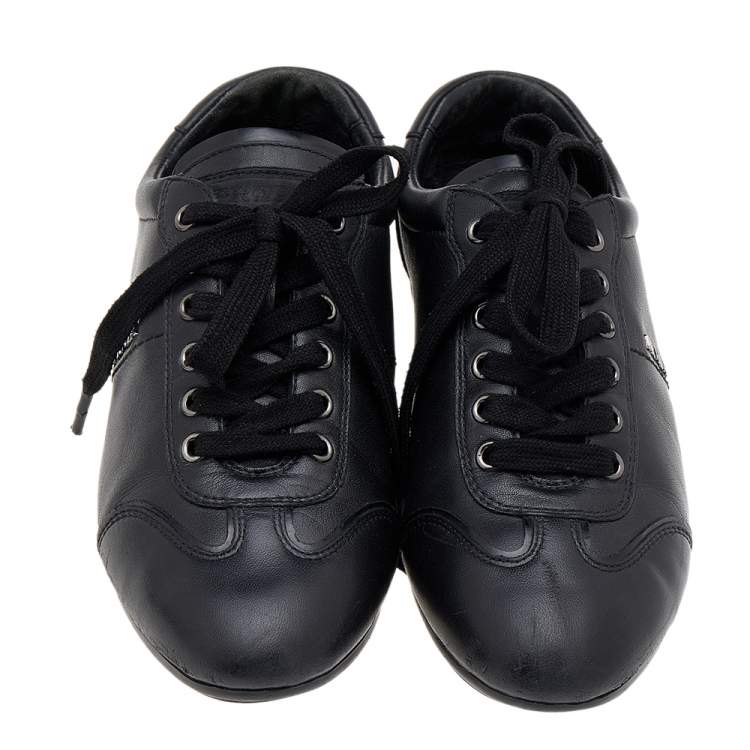 Pre Owned Prada Sport Black Leather Low Top Sneakers Size 37