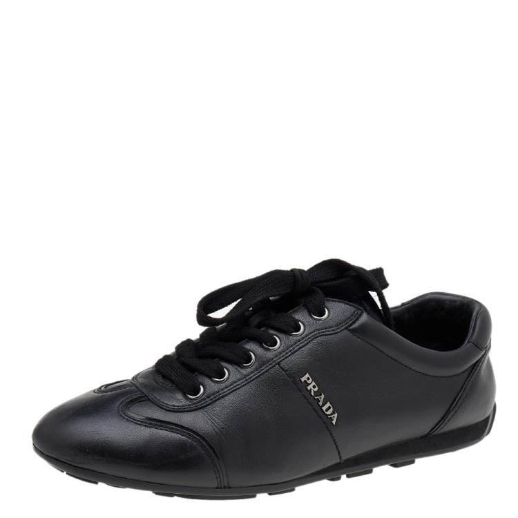Prada Sport Black Leather Low Top Sneakers Size 37 Prada