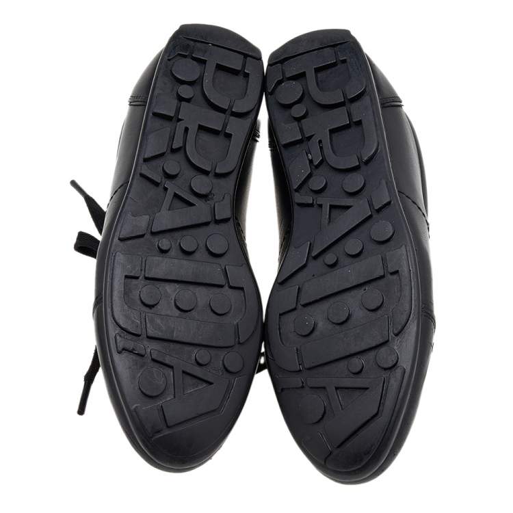 Pre Owned Prada Sport Black Leather Low Top Sneakers Size 37
