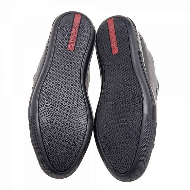 Pre Owned Prada Sport Black Leather Low Top Sneakers Size 35