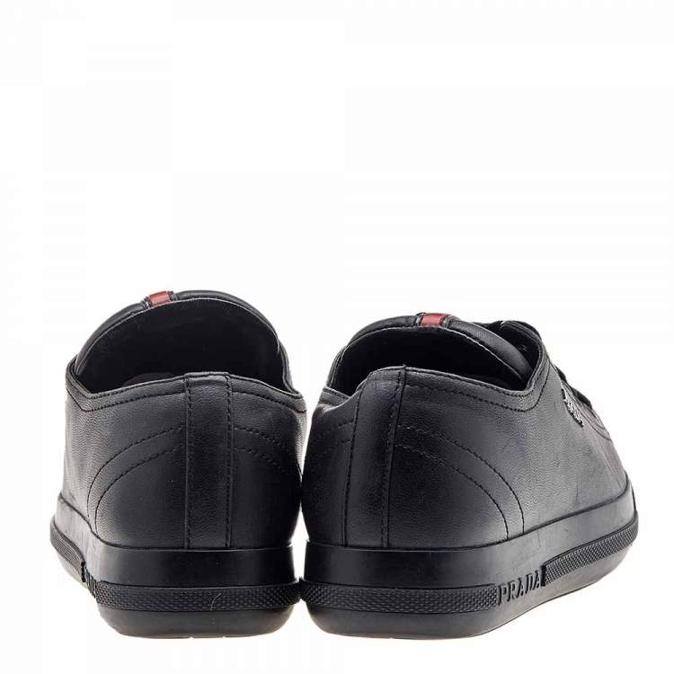 Pre Owned Prada Sport Black Leather Low Top Sneakers Size 35