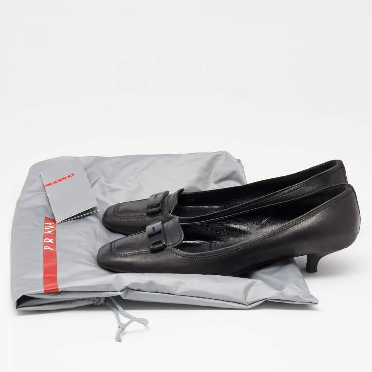 Pre Owned Prada Sport Black Leather Loafer Pumps Size 37