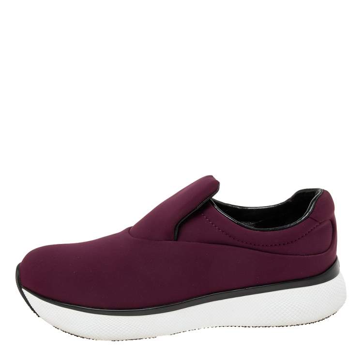 Prada Sport Burgundy Nylon Slip On Sneakers Size 37.5 Prada Sport