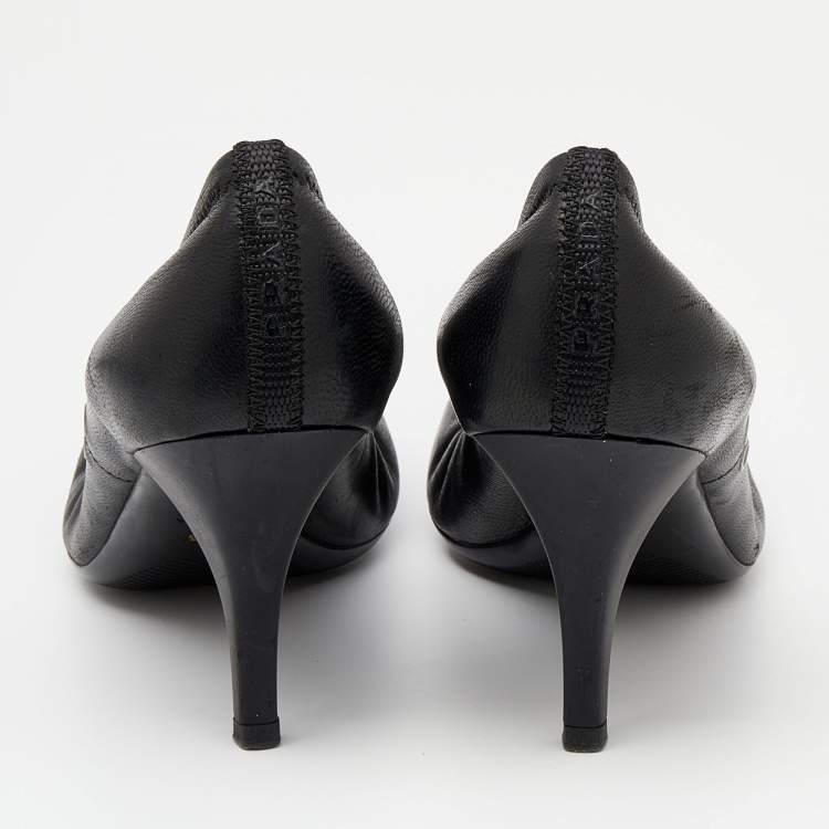 Pre Owned Prada Sport Black Patent and Leather Cap Toe Pumps Size 38